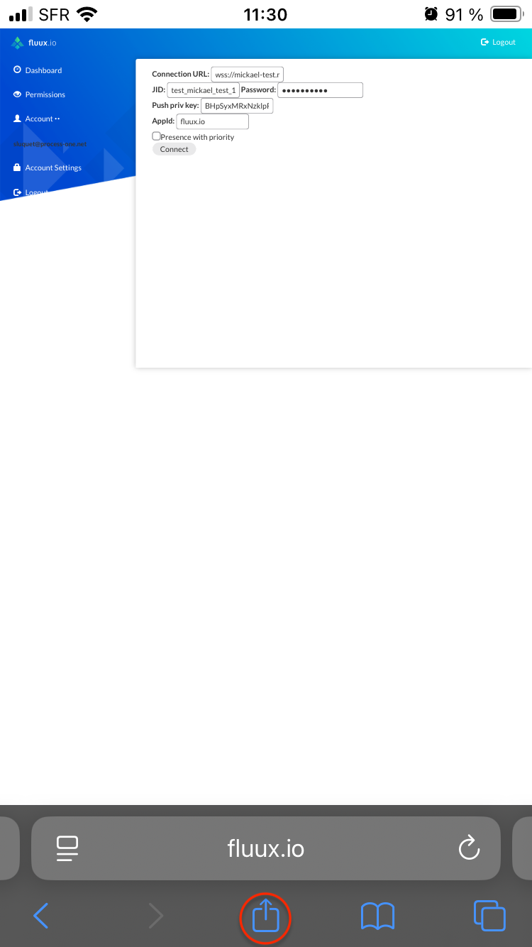Enabling Fluux.io WebPush on a PWA on iOS