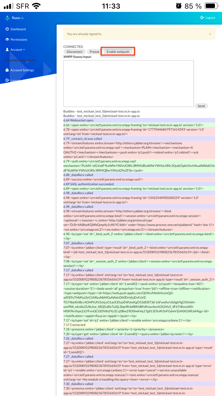 Enabling Fluux.io WebPush on a PWA on iOS