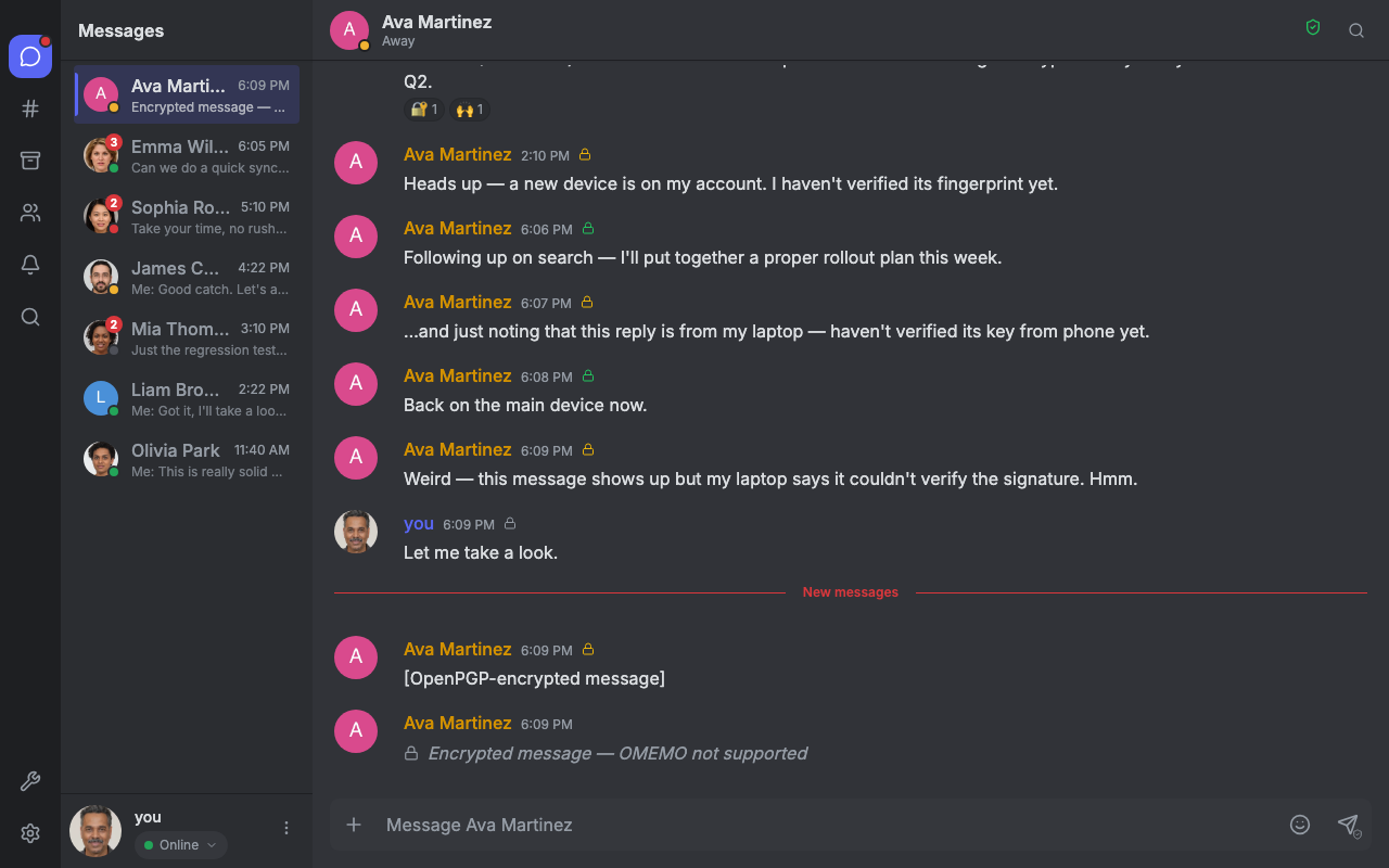 Fluux Messenger 0.16.0: End-to-End Encryption