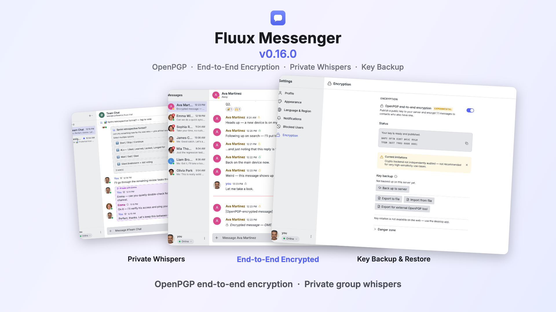 Fluux Messenger 0.16.0: End-to-End Encryption