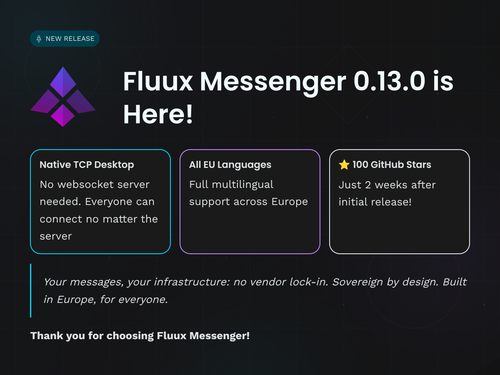 Fluux Messenger 0.13.0 - Native TCP Connection & Complete EU Language Coverage