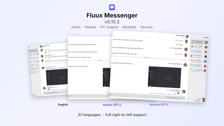 Fluux Messenger 0.15.2: RTL Support, Faster Reconnection, and a Pile of Reliability Fixes