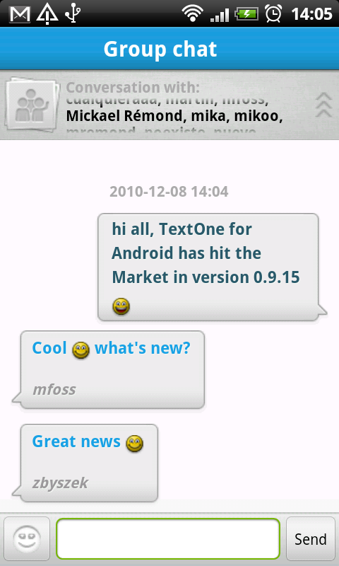 TextOne for Android: conversation