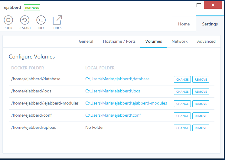 ejabberd.yml, database and logs